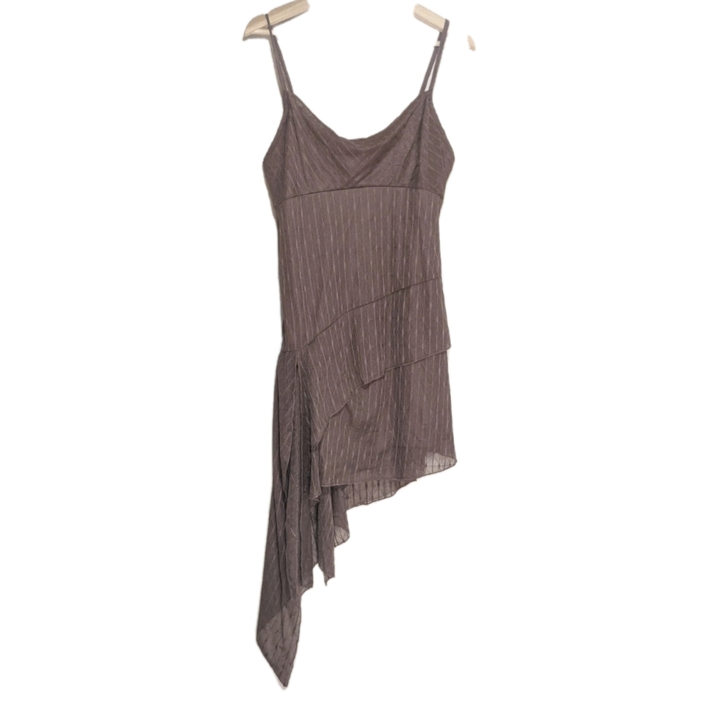 No Boundaries Asymmetrical Brown Dress Y2K Fairy Dance Prom Tiered Balletcore